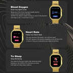 Premium Gold Finish Bluetooth Calling Smartwatch,HD Display Gold Smartwatch with Health Tracking & Metal StrapAction