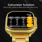 Premium Gold Finish Bluetooth Calling Smartwatch,HD Display Gold Smartwatch with Health Tracking & Metal StrapAction