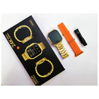 Premium Gold Finish Bluetooth Calling Smartwatch,HD Display Gold Smartwatch with Health Tracking & Metal StrapAction